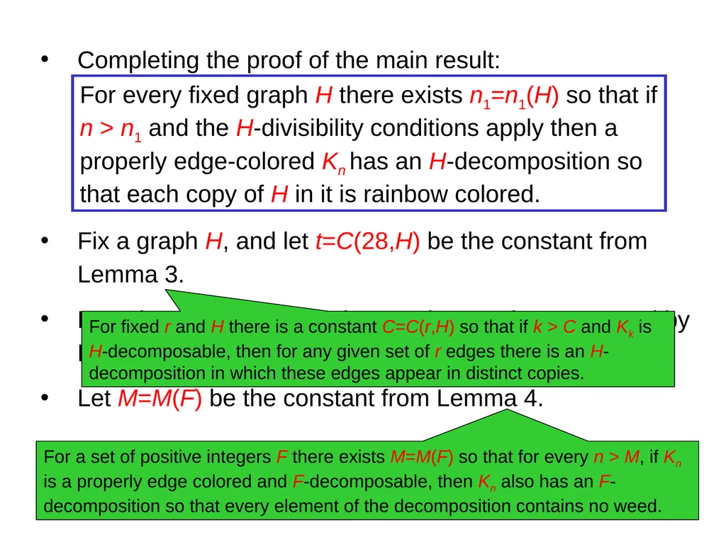 1 Rainbow Decompositions Raphael Yuster University - slide 16 of 19