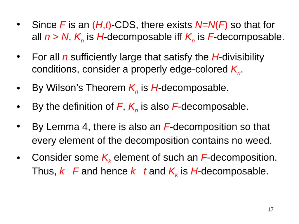 1 Rainbow Decompositions Raphael Yuster University - slide 17 of 19