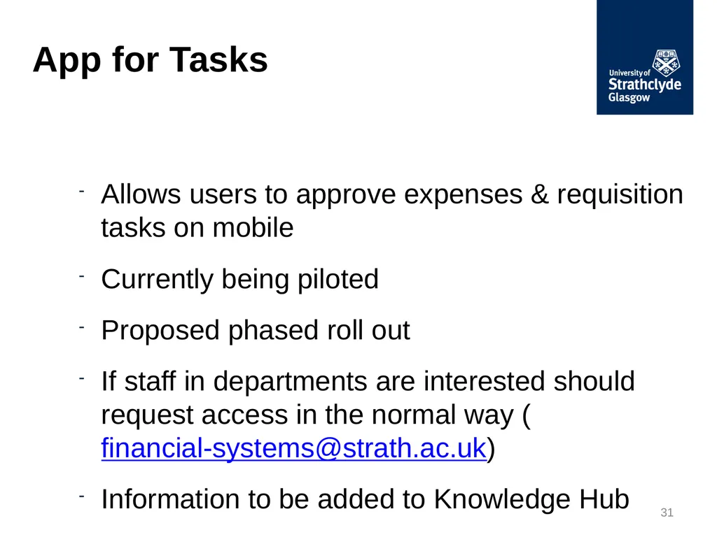 Finance Forum May 2018 Updates: Procurement - slide 31 of 34
