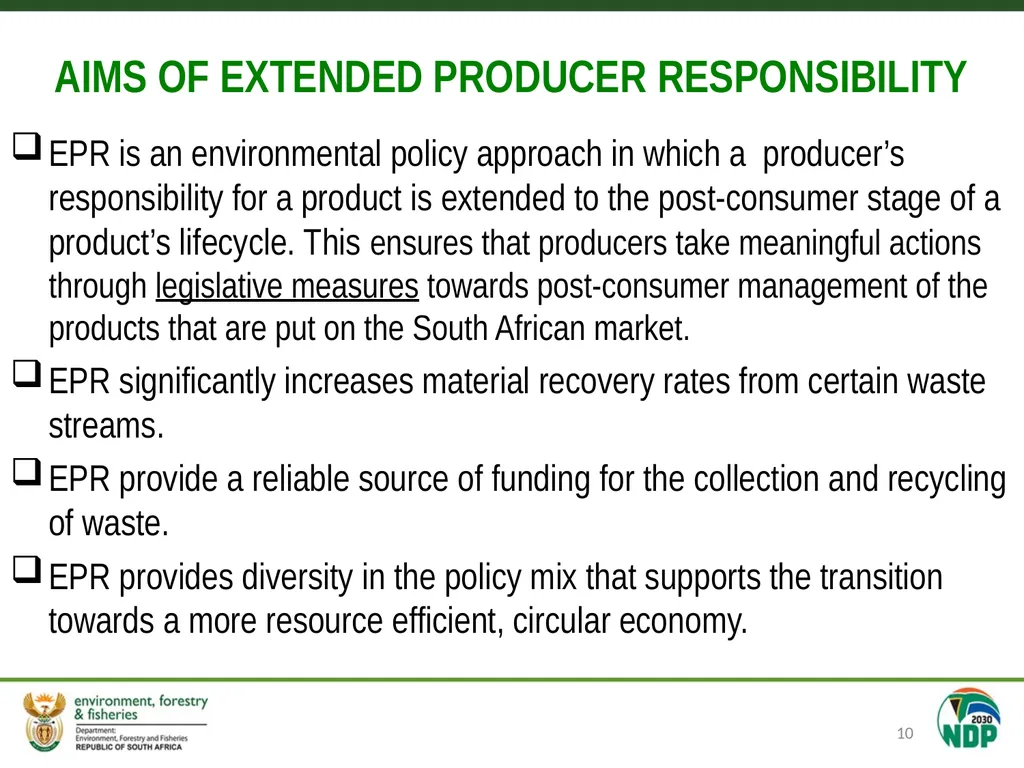 Single use plastics and Extended Producer - slide 10 of 15