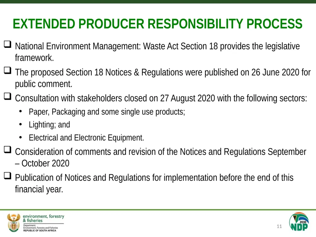 Single use plastics and Extended Producer - slide 11 of 15