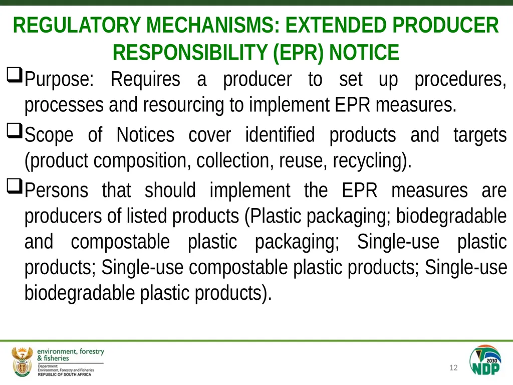 Single use plastics and Extended Producer - slide 12 of 15