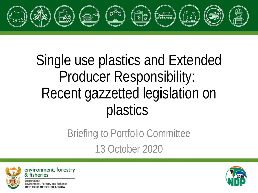 Single use plastics and Extended Producer - slide 1 of 15
