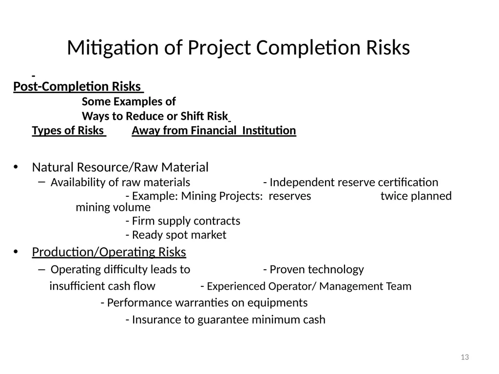 INFRASTRUCTURE PROJECT FINANCE CREDIT - slide 13 of 47