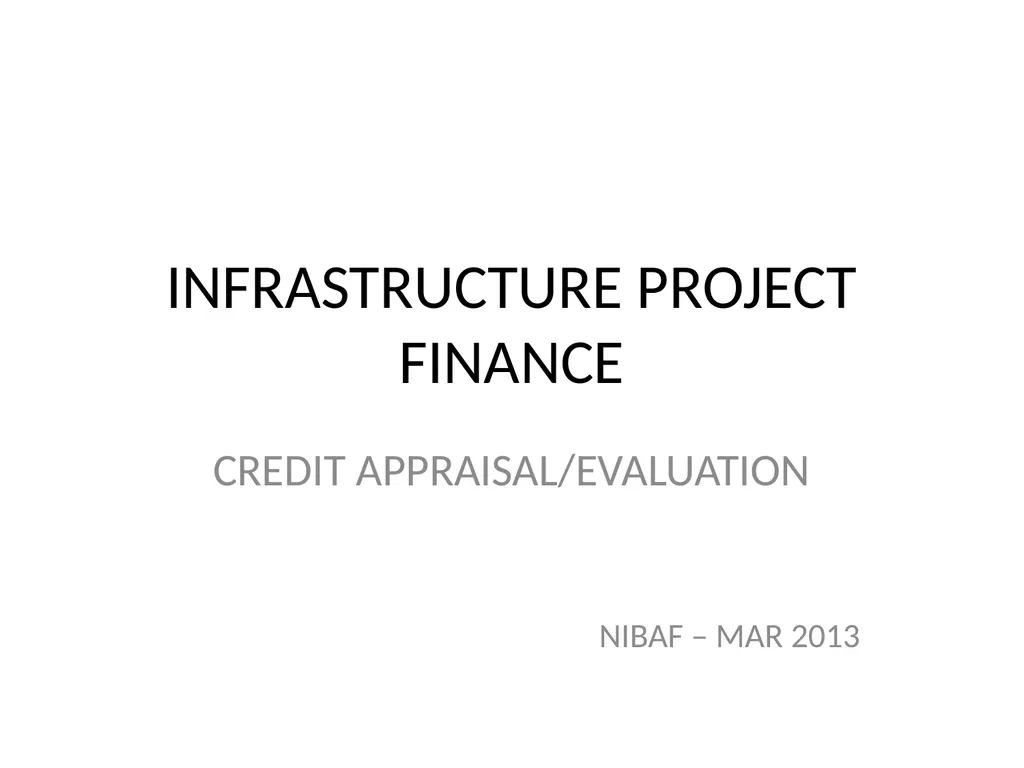 INFRASTRUCTURE PROJECT FINANCE CREDIT