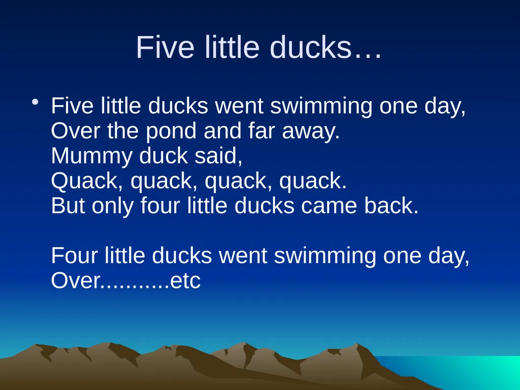 Nursery rhymes and poems Maths and counting. Five - slide 5 of 49