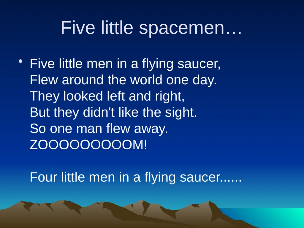 Nursery rhymes and poems Maths and counting. Five - slide 45 of 49