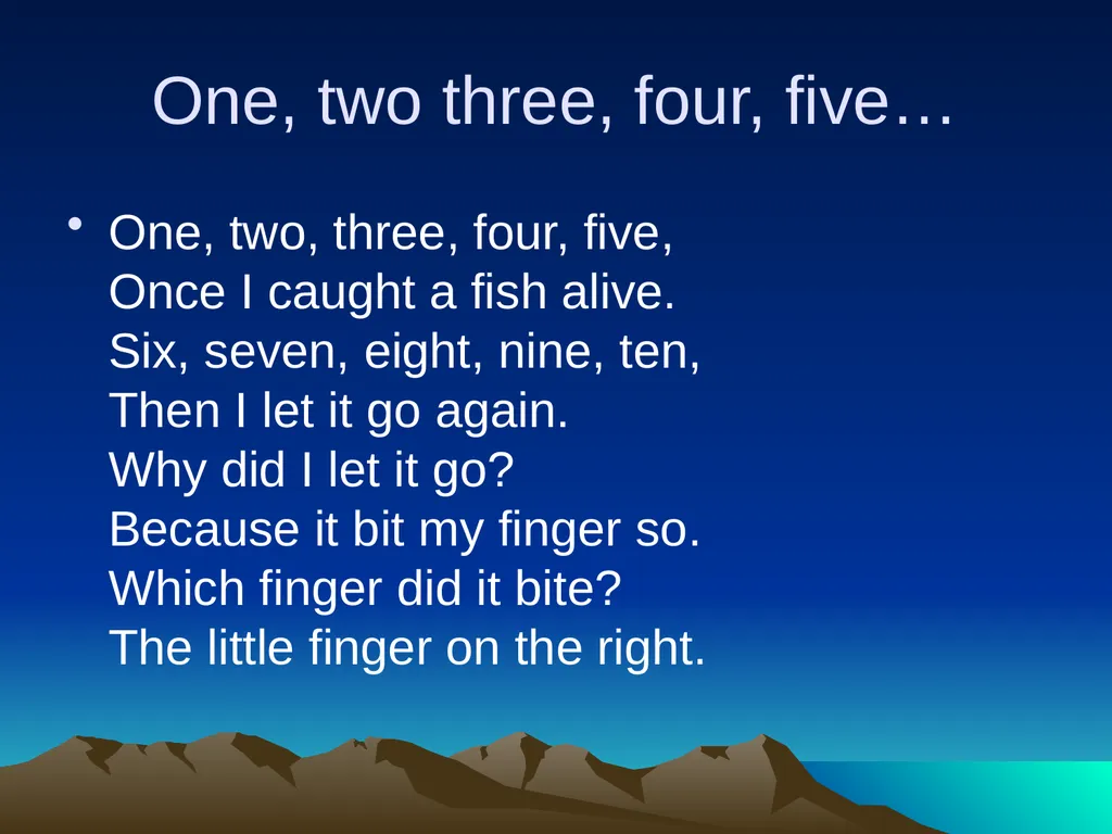 Nursery rhymes and poems Maths and counting. Five - slide 7 of 49