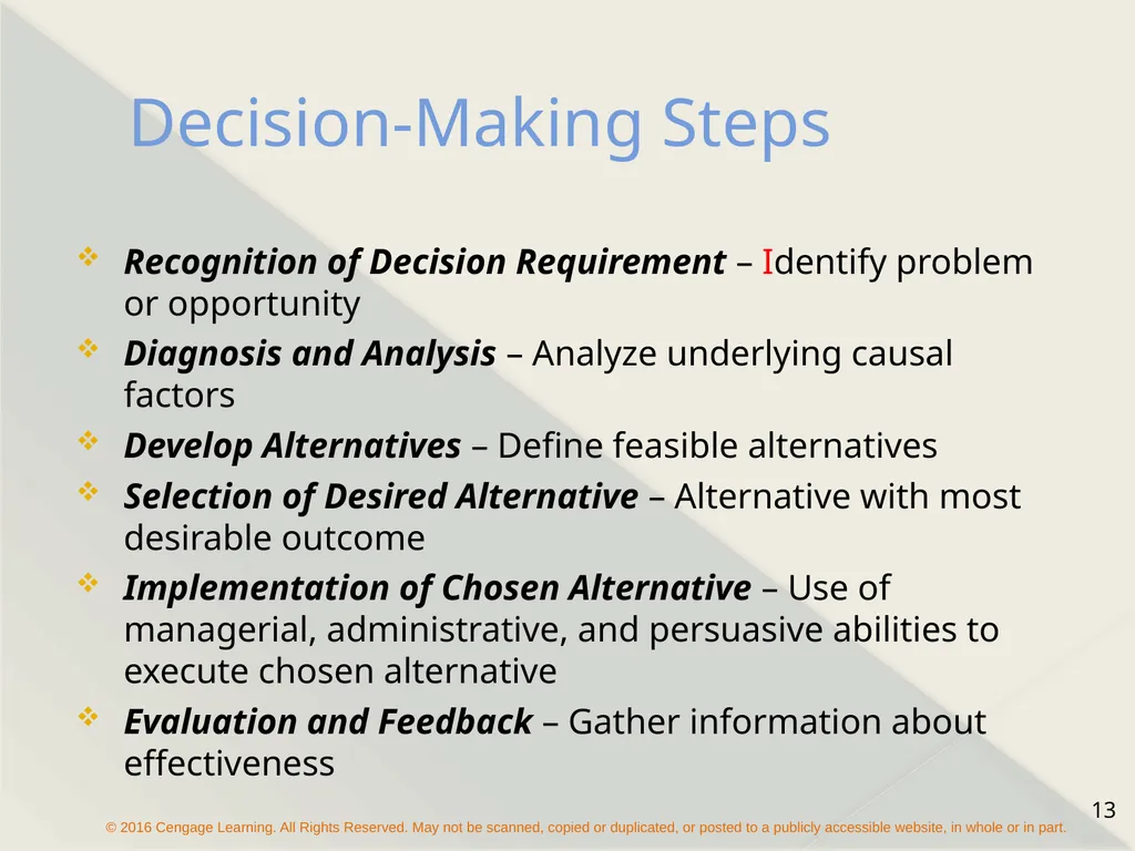 Chapter 9 Managerial Decision Making Types of - slide 13 of 19