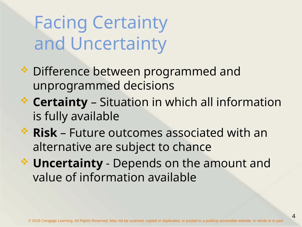 Chapter 9 Managerial Decision Making Types of - slide 4 of 19