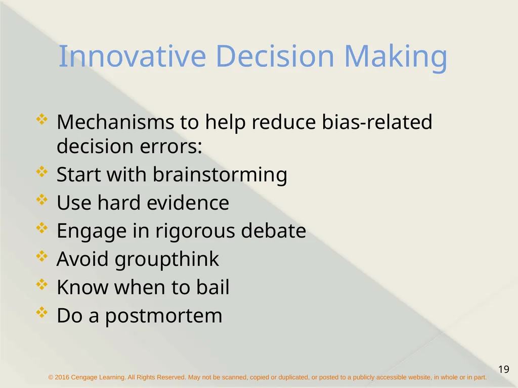 Chapter 9 Managerial Decision Making Types of - slide 19 of 19