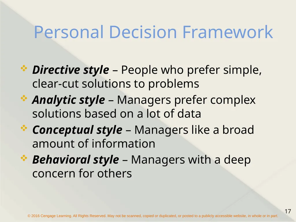 Chapter 9 Managerial Decision Making Types of - slide 17 of 19