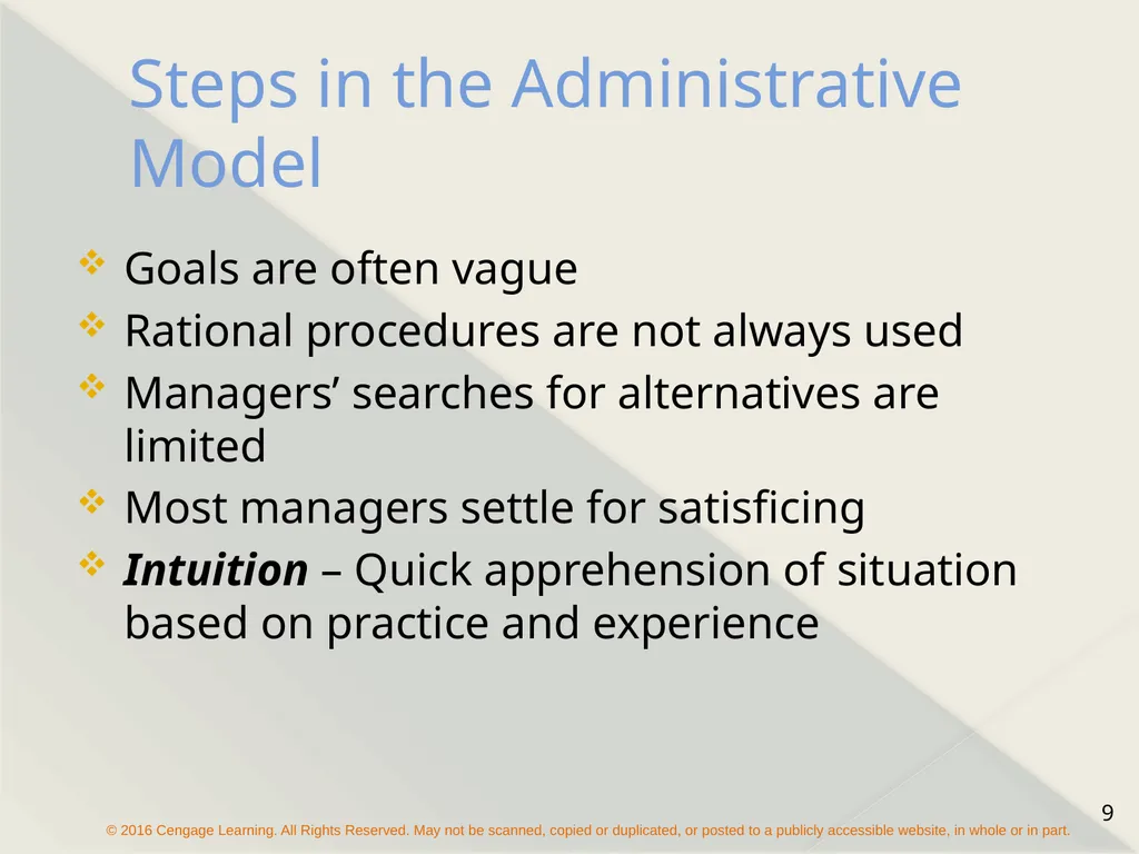 Chapter 9 Managerial Decision Making Types of - slide 9 of 19
