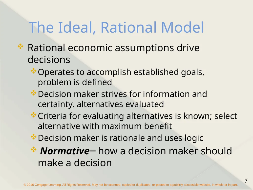 Chapter 9 Managerial Decision Making Types of - slide 7 of 19