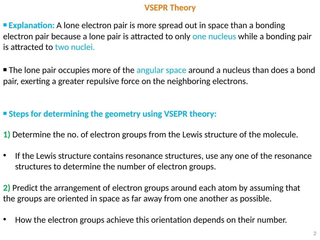 1 VSEPR Theory ▪ Each of the following counts as - slide 2 of 16