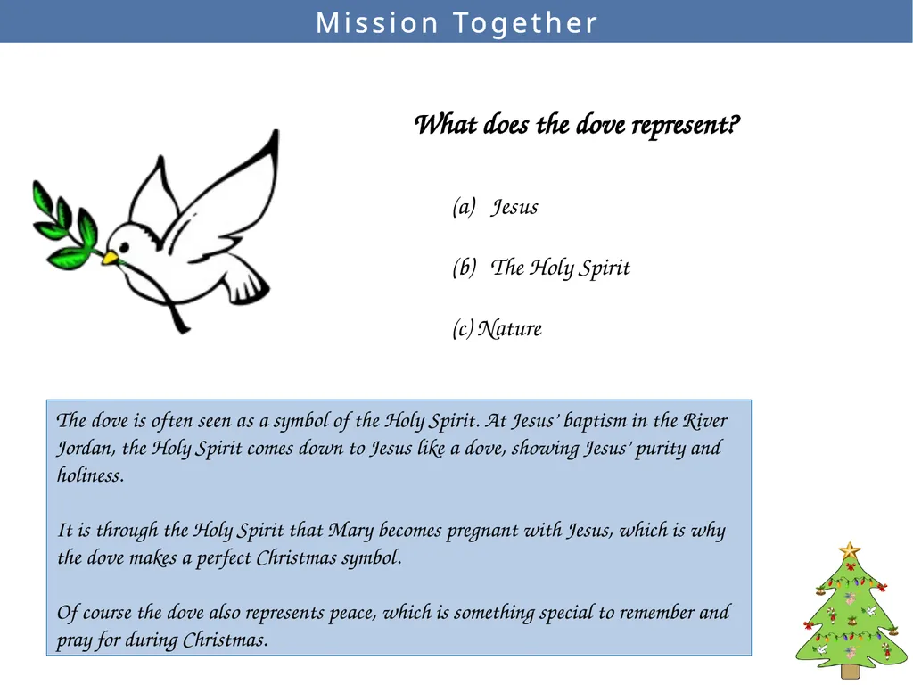 Mission Together What does the angel represent? - slide 6 of 10