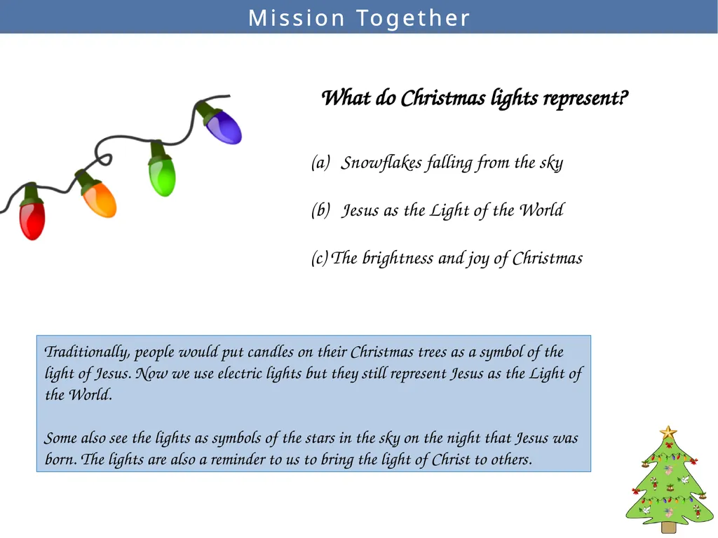 Mission Together What does the angel represent? - slide 8 of 10