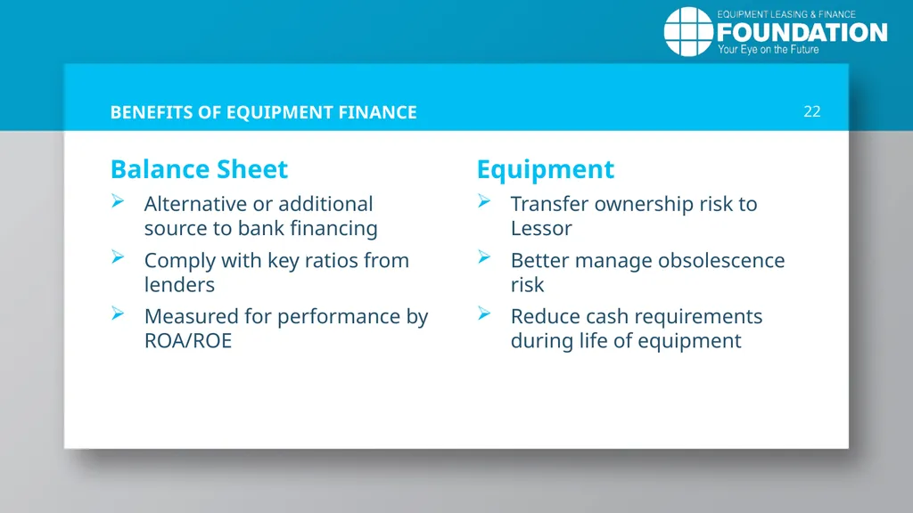 EQUIPMENT LEASING & FINANCE: A Dynamic, Global - slide 22 of 43
