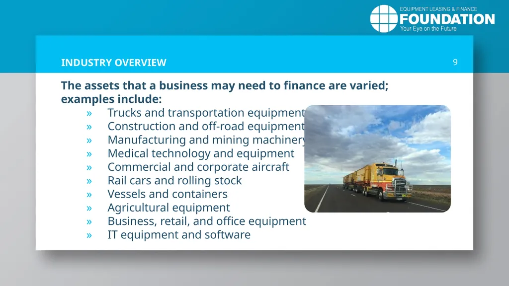 EQUIPMENT LEASING & FINANCE: A Dynamic, Global - slide 9 of 43
