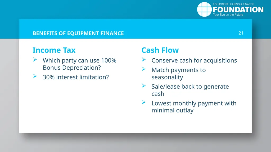 EQUIPMENT LEASING & FINANCE: A Dynamic, Global - slide 21 of 43
