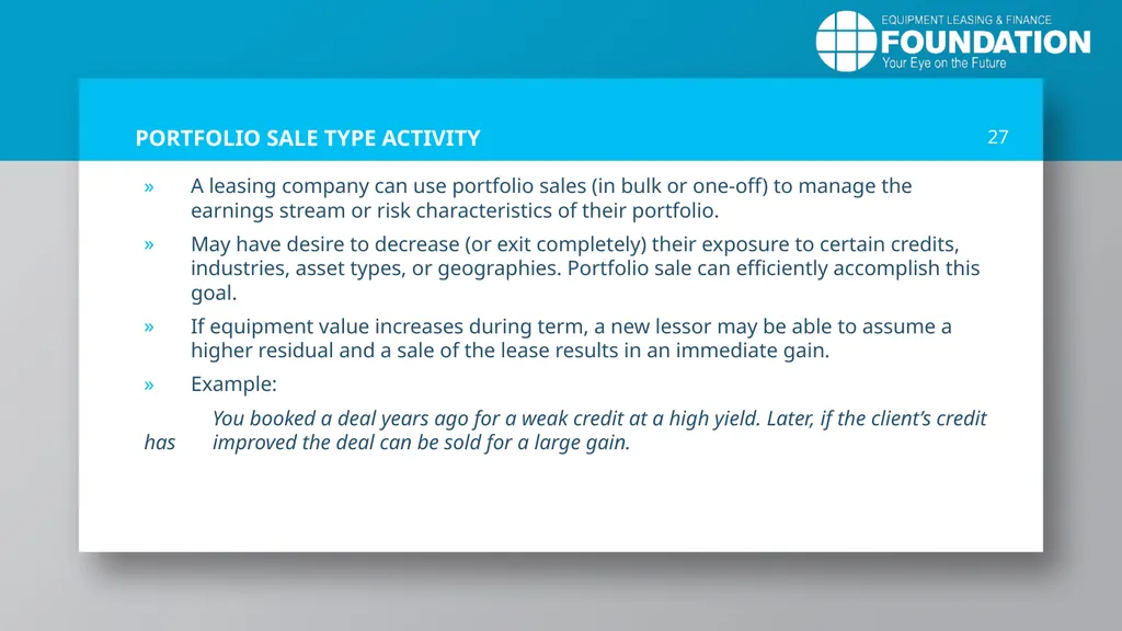 EQUIPMENT LEASING & FINANCE: A Dynamic, Global - slide 27 of 43