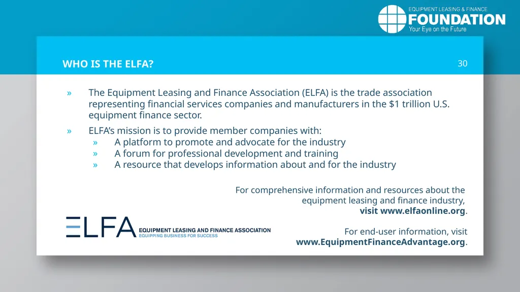 EQUIPMENT LEASING & FINANCE: A Dynamic, Global - slide 30 of 43