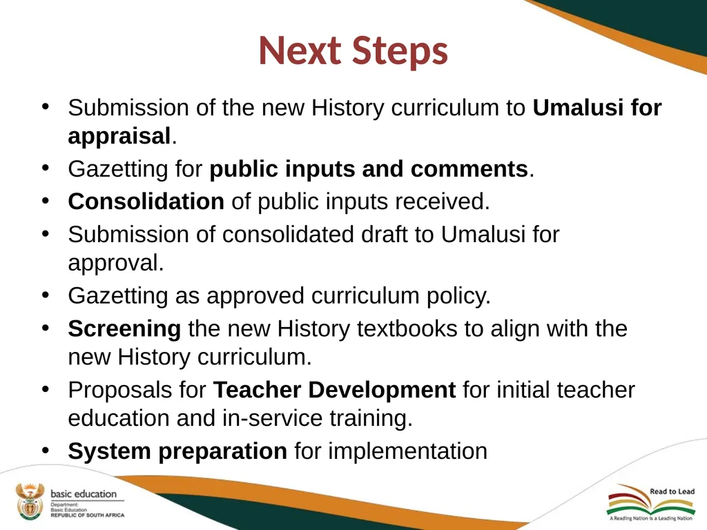 PROGRESS REPORT ON THE IMPLEMENTATION OF HISTORY - slide 27 of 29