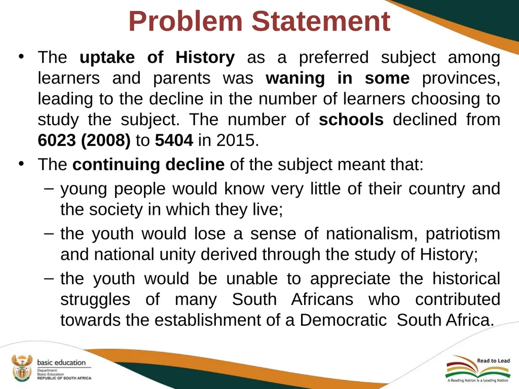 PROGRESS REPORT ON THE IMPLEMENTATION OF HISTORY - slide 5 of 29