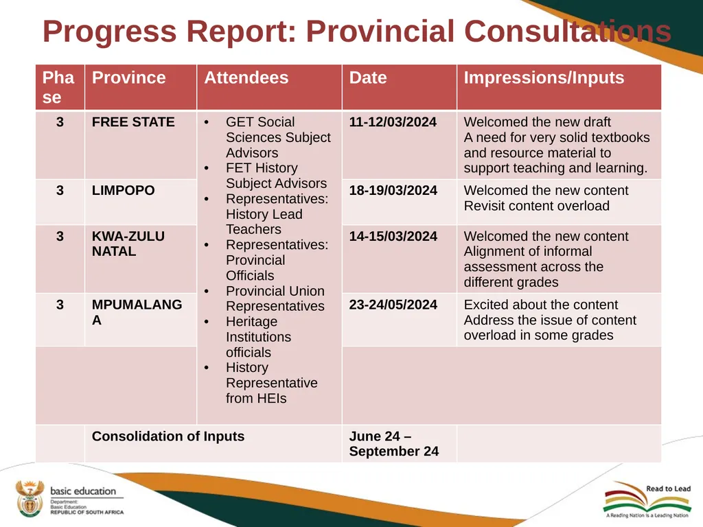 PROGRESS REPORT ON THE IMPLEMENTATION OF HISTORY - slide 25 of 29
