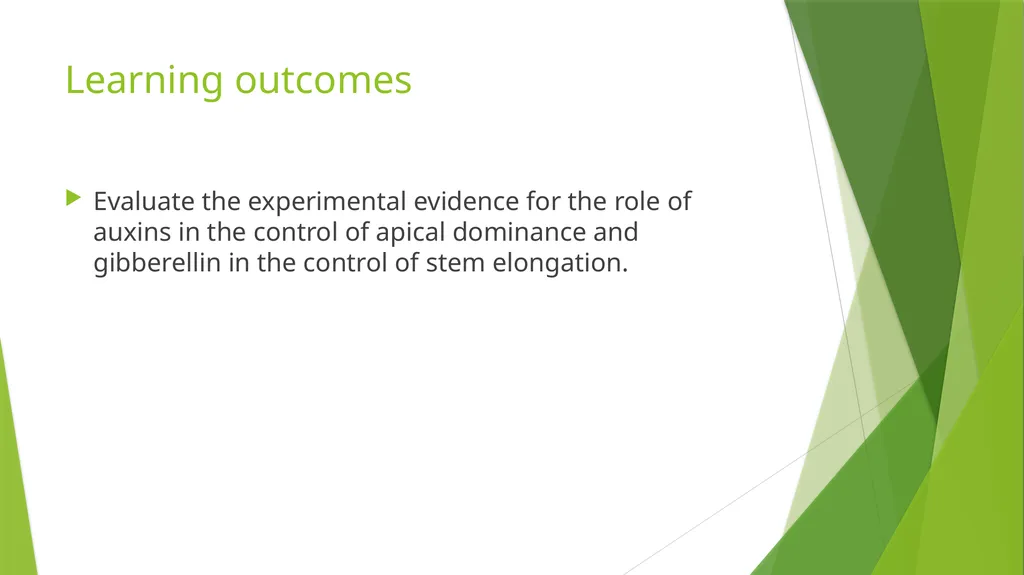 Plant Growth Learning outcomes Evaluate the - slide 2 of 20