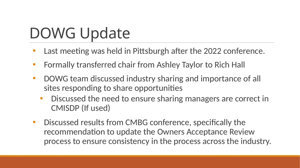 2023 Design Oversight Working Group (DOWG) Update - slide 5 of 8