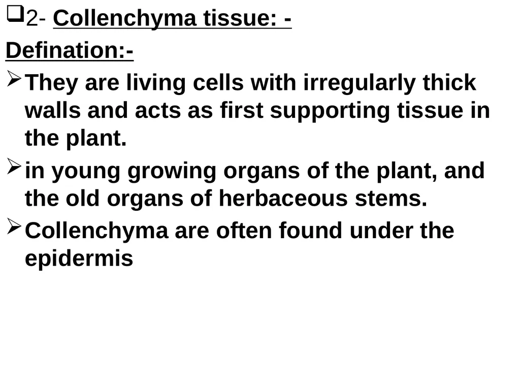 2- Collenchyma tissue: - Defination:- They are - slide 1 of 8