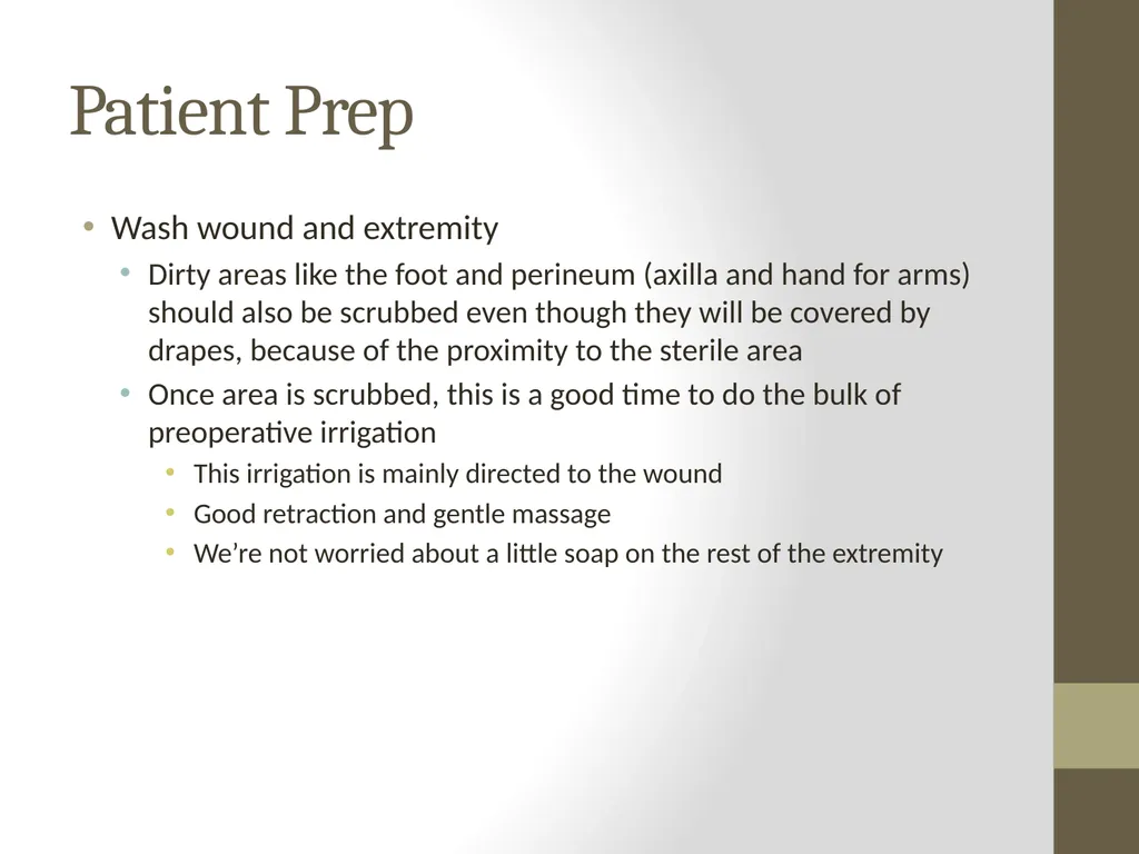 SURGERY Guide to Procedures Topics Patient prep - slide 4 of 40