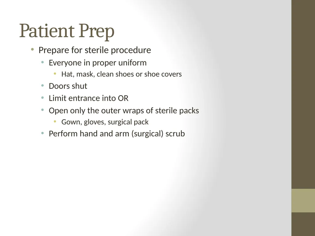 SURGERY Guide to Procedures Topics Patient prep - slide 5 of 40
