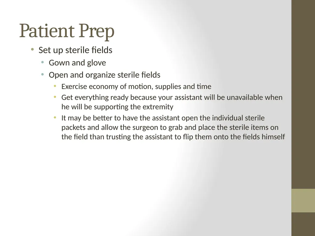 SURGERY Guide to Procedures Topics Patient prep - slide 6 of 40