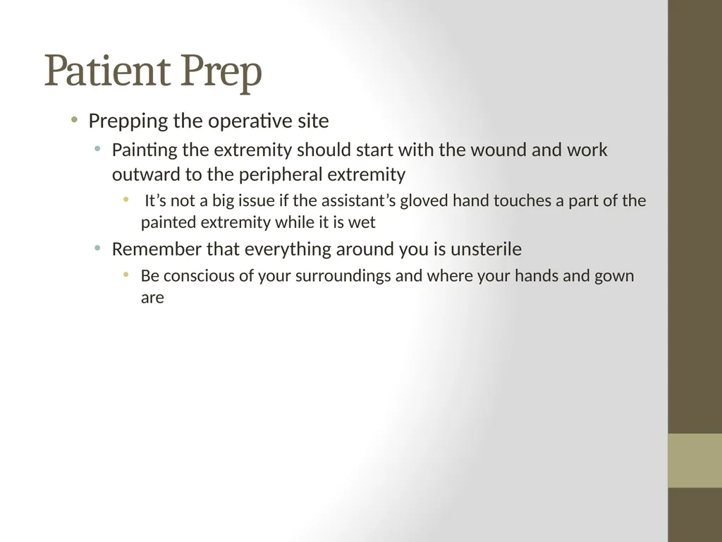 SURGERY Guide to Procedures Topics Patient prep - slide 7 of 40