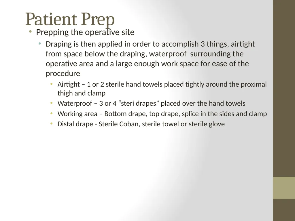 SURGERY Guide to Procedures Topics Patient prep - slide 8 of 40