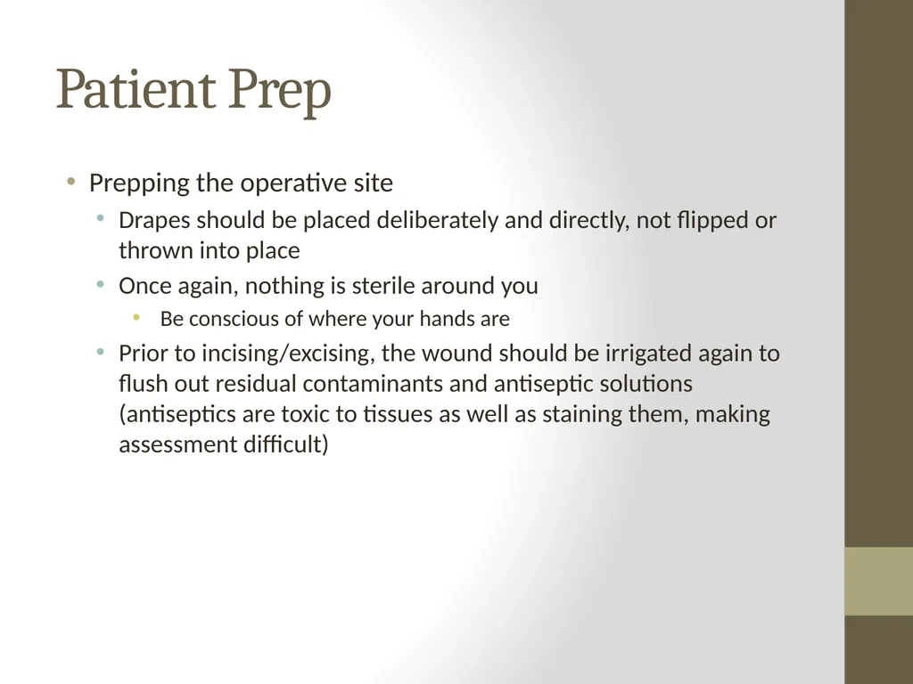 SURGERY Guide to Procedures Topics Patient prep - slide 9 of 40