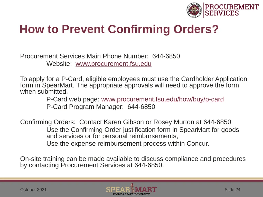 Confirming Orders (After-the-fact orders) - slide 24 of 25