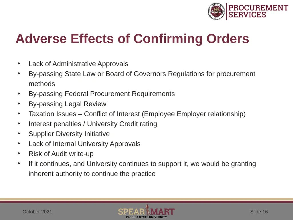 Confirming Orders (After-the-fact orders) - slide 16 of 25