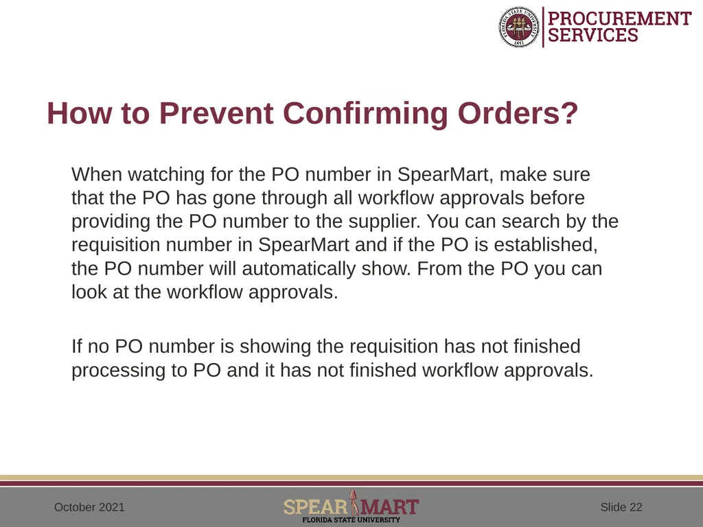 Confirming Orders (After-the-fact orders) - slide 22 of 25