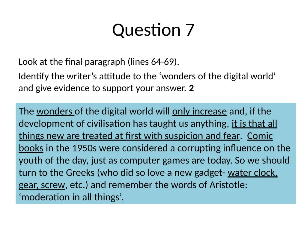 Reading for Understanding, Analysis and Evaluation - slide 15 of 18