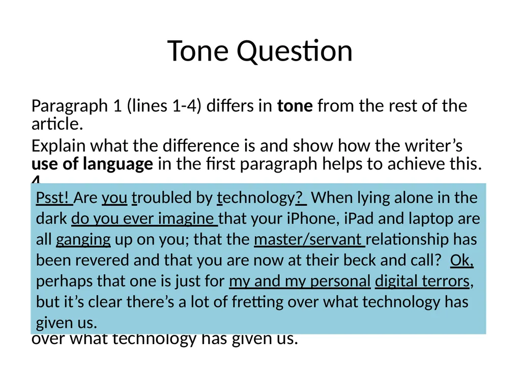 Reading for Understanding, Analysis and Evaluation - slide 3 of 18