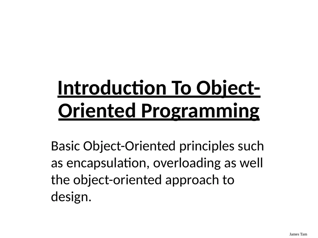 Introduction To Object-Oriented Programming Basic - slide 1 of 72