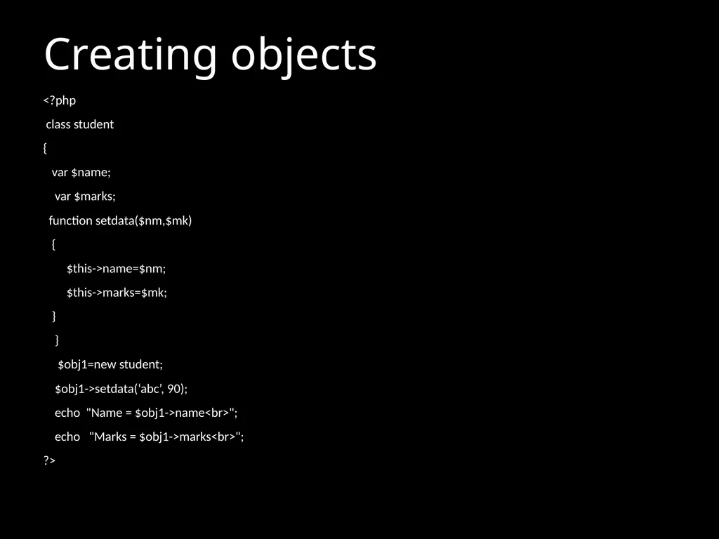 Introduction to Object Oriented Programming in PHP - slide 10 of 29