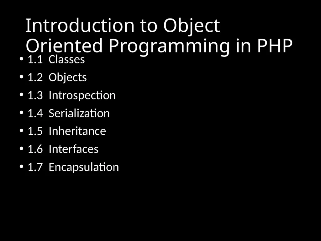Introduction to Object Oriented Programming in PHP - slide 1 of 29