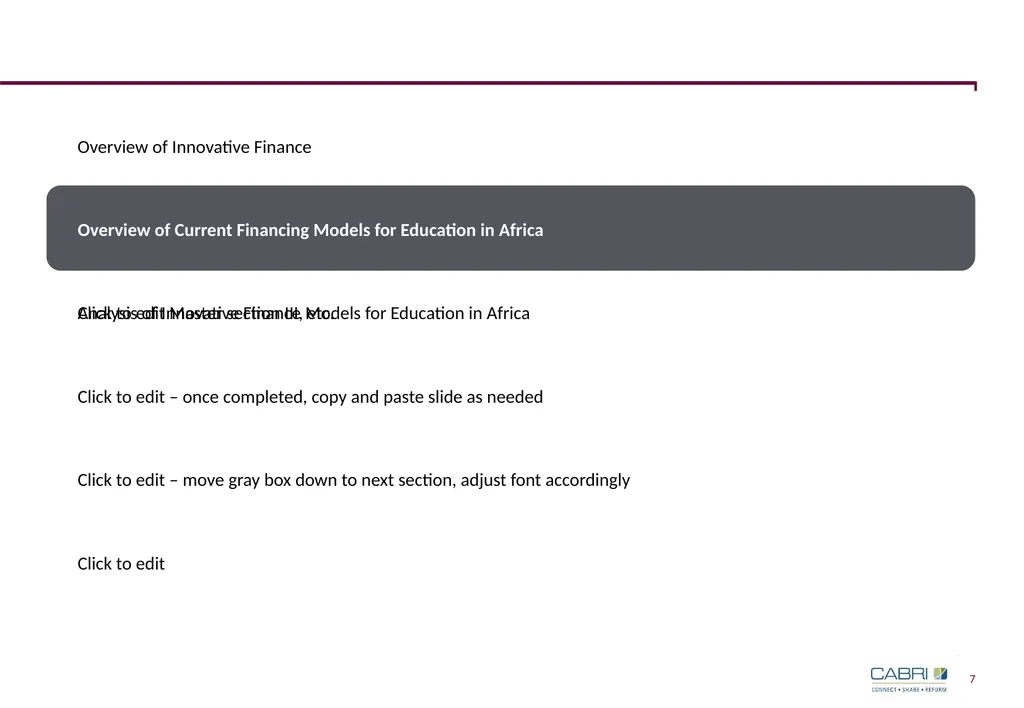 Keynote 3: Innovative Finance in Education CABRI - slide 7 of 25