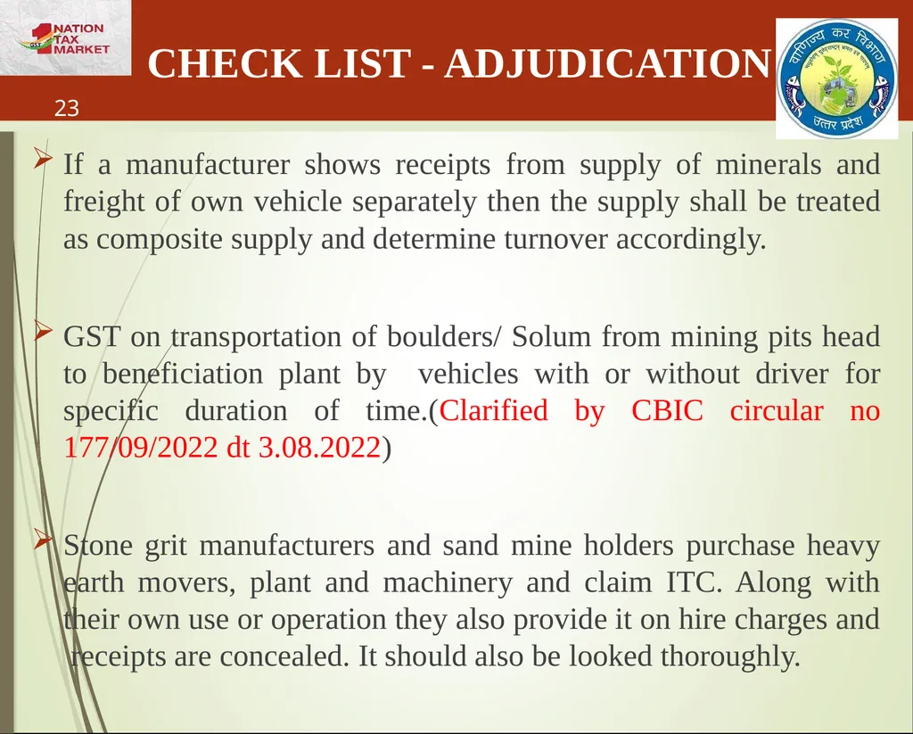 Mining & Minerals in UP Presentation By State Tax - slide 23 of 27