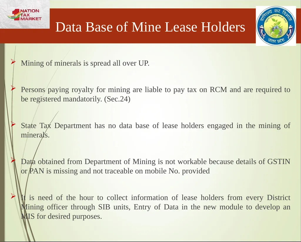 Mining & Minerals in UP Presentation By State Tax - slide 13 of 27