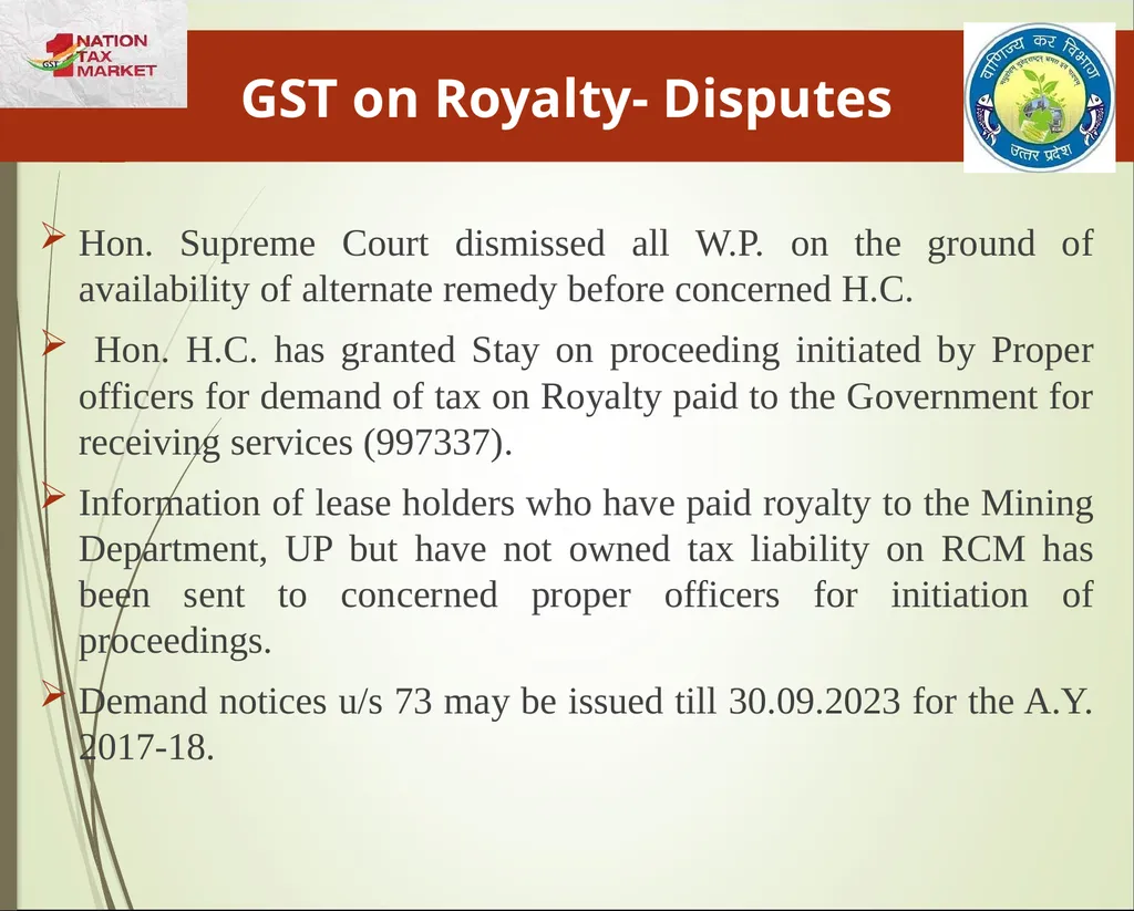 Mining & Minerals in UP Presentation By State Tax - slide 10 of 27
